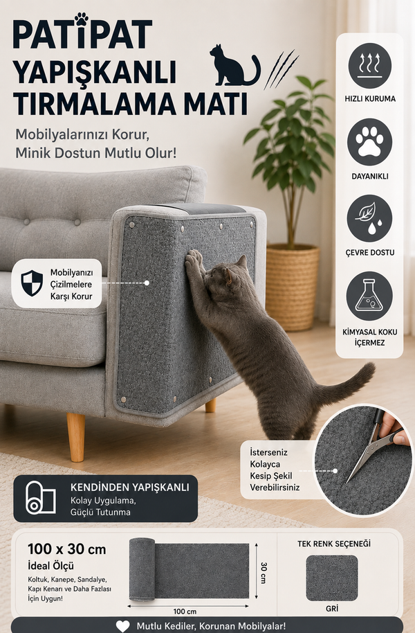 Patipat Yapışkanlı Tırmalama Matı